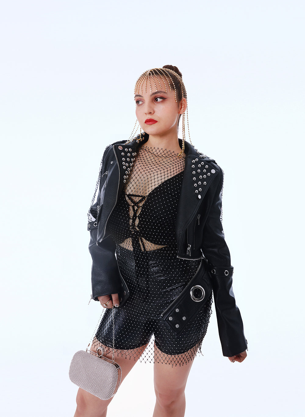 Women's Faux Leather PU Jacket, Graffiti Studded Rivet Punk Biker Moto  Fashion Coat with Long Sleeve - NIGHTWALKER – Darkshe