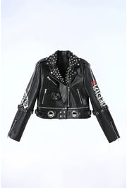 Black Studded Punk Faux Leather Vegan PU Jacket - ELEMENTAL
