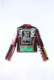 Studded Punk Faux Leather Vegan PU Jacket -INFERNO