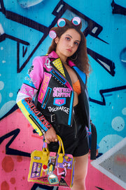 Colorful Studded Faux Leather Vegan PU Jacket -BI$H IS MY DREAM